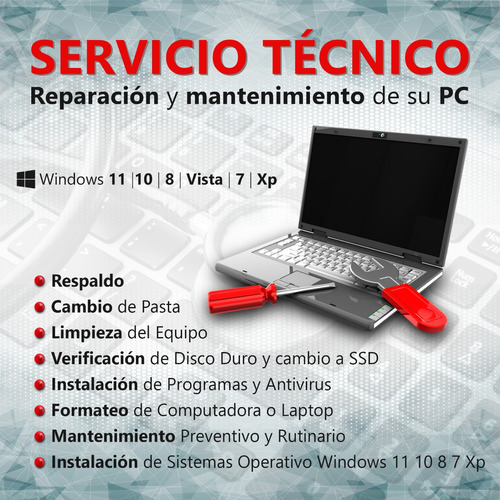 Servicio Técnico Computadora Pc Laptop Formateo Domicilio