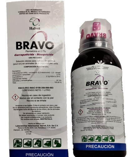 Bravo 1l Anti Garrapatas Aves, Vacas, Ovejas, Cerdos Halvet