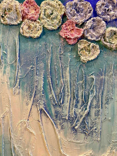 Cuadro Texturado Abstracto Colores Pastel 60x30 (Usado)