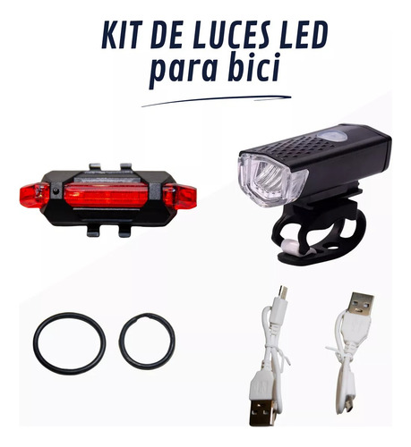 Set Luces Led Bicicleta Recargable Delantera Y Trasera Noche