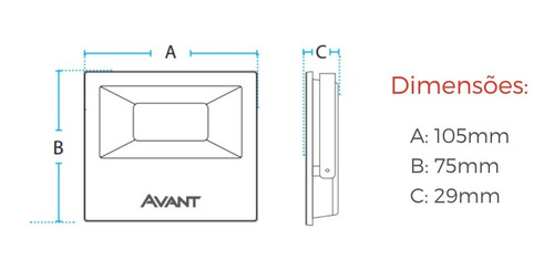 Refletor Slim Led 30w Avant Branco Frio