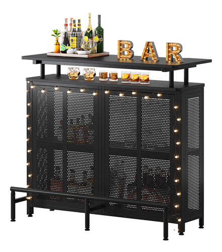 Little Tree Black Home Bar - Mesa De Bar De 3 Niveles Con E.