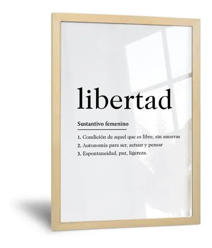 Cuadro Minimalista - Palabra Libertad Sustantivo - 20x30 Cm