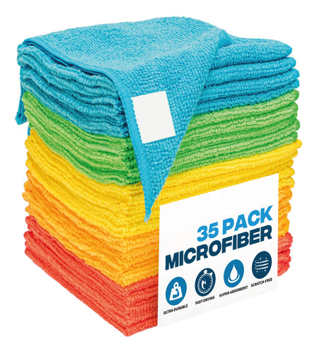Super Pack 35 Paños Microfibra 30x30 Super Absorbente Color