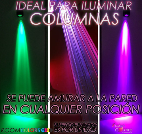 Imagen 8 de 10 de Bañador Led Interior Exterior Efectos Rgb 3w C/ Lente Óptico