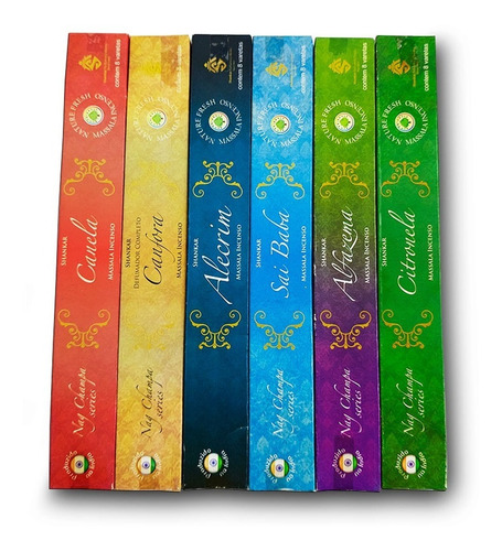 Imagem 2 de 10 de Incenso Indiano Shankar Nag Champa Massala 9 Box Com 12 Cx