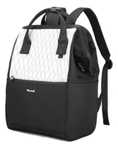 Comprar Mochila Escolar O De Viaje Porta Laptop - Blanco Y Negro Diseño De La Tela Lisa