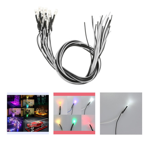 30pcs/pack 3mm Precableado Micro Mini Led Dc3 6v Diodos