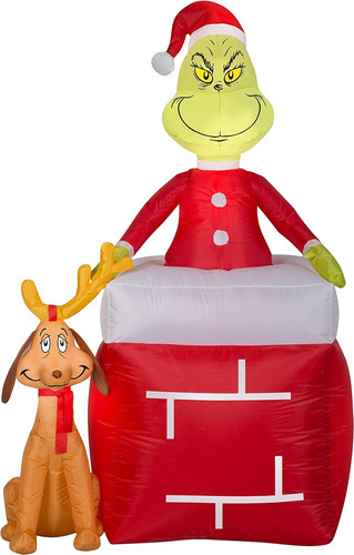 Gemmy 5.5 Airblown Inftlatable Grinch Fuera De La Chimenea C