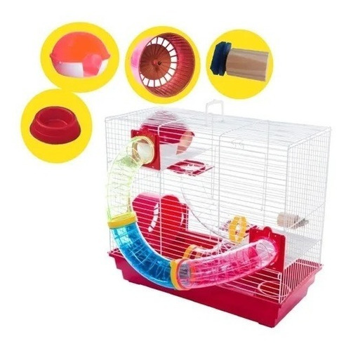 Gaiola Hamster 3 Andares Montada Completa C Bebedouro Brinde