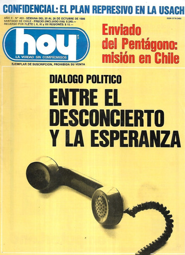 Revista Hoy N° 483 / 26 Octubre 1986 / Represión U S A C H