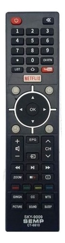 Controle Remoto Tv Semp Toshiba Smart Netflix Youtube