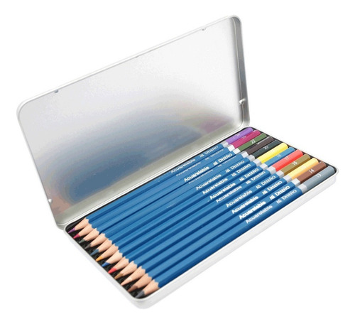 Estuche Metal Colores Acuarelables Madera Atl 12pzs