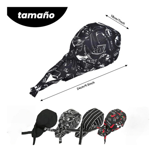 5 Gorro Chef,gorro Para Cocina,cofias Lavables, Negro