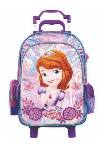 Mochila Rodinha Princesinha Sofia + Estojo + Lancheira Dermiwil