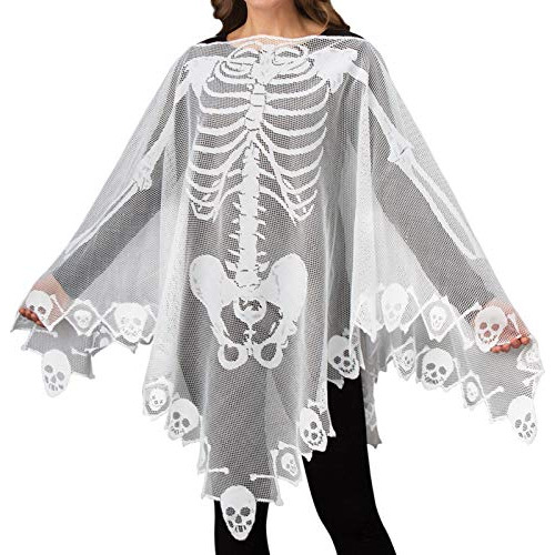 Disfraz Mujer Esqueleto Poncho Plus Size