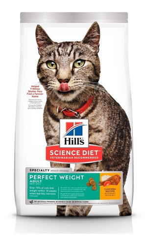 Imagen 1 de 2 de Alimento Hill's Science Diet Perfect Weight para gato adulto sabor pollo en bolsa de 3lb