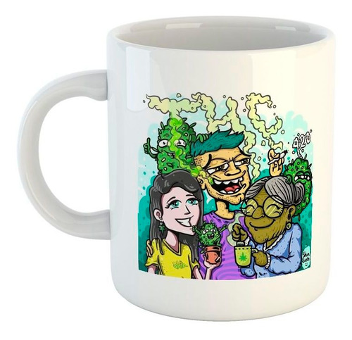 Taza De Ceramica Cannabis Thc 420 Familia Compartir