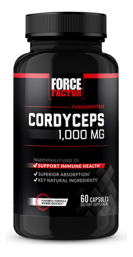 Suplemento Force Factor Cordyceps, Cápsulas, 1000 Mg, 60 Cáp