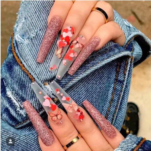 Corazón Nail Art Stickers Calcomanías 3d Corazón Nail Glitte
