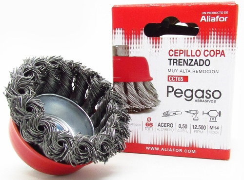 Imagen 5 de 10 de Cepillo Copa Acero Trenzado 65mm Aliafor Amoladora Taladro