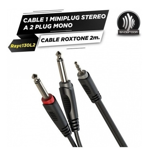 Imagen 3 de 4 de Cable Miniplug St A 2 Plug Mono 2 Metros Roxtone Rayc130l2