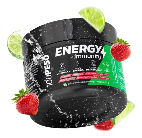 100 Peso Emagrecedor Energy + Immunity Limão Com Morango