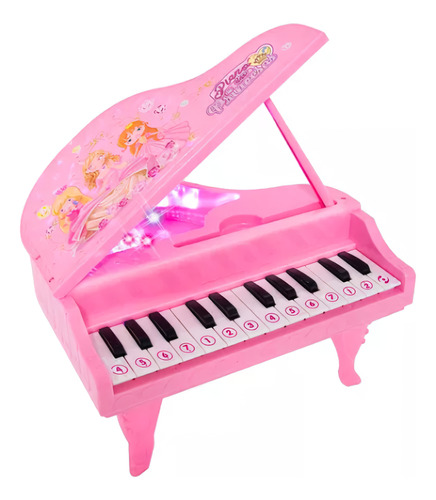 Piano Infantil Teclado Musical Luz Som Princesas 3 Modos