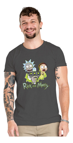 Polera Rick And Morty Gun Series Algodón Orgánico Wiwi