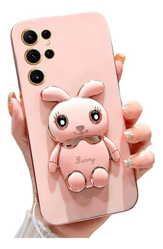 Funda Luxury Conejo Para Samsung Galaxy S23 Ultra Rosa