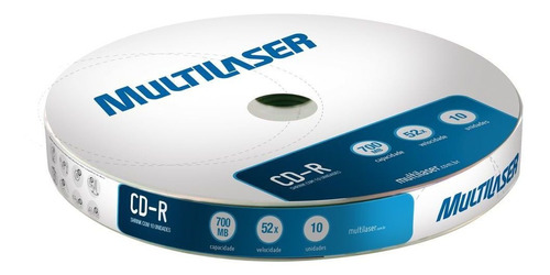 Cd-r Com 10 Un. Multilaser 52x 700mb Não Imprimível Cd027