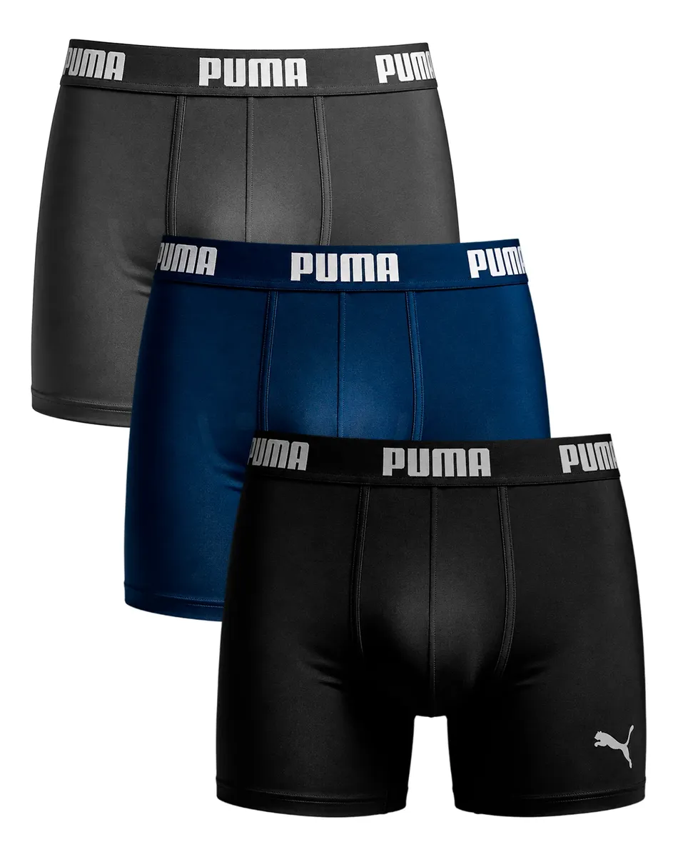 🛍️ Kit 3 Cuecas Boxer Puma Sem Costura Microfibra Premium Sortidas 00 Liso G