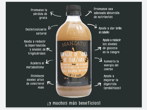 Vinagre De Manzana Orgánico Con La Madre - L a $50