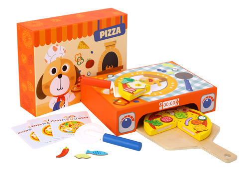 Juego De Madera Haciendo Una Pizza Tooky Toy Educativo