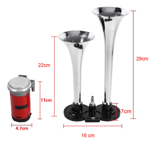 12v 150db Súper Fuerte Doble Trompeta De Aire Cuerno De Aire