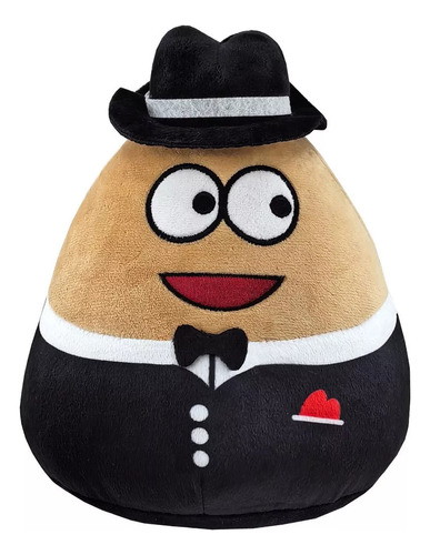 Boneco Pelúcia Jogo Do Pou Terno Tecido Antialergico Cor Preto
