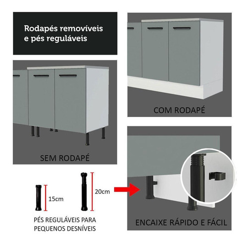 Cozinha Completa Cant Madesa Agata 459001 Arm Bal S Tamp Bc Cor Branco/Cinza