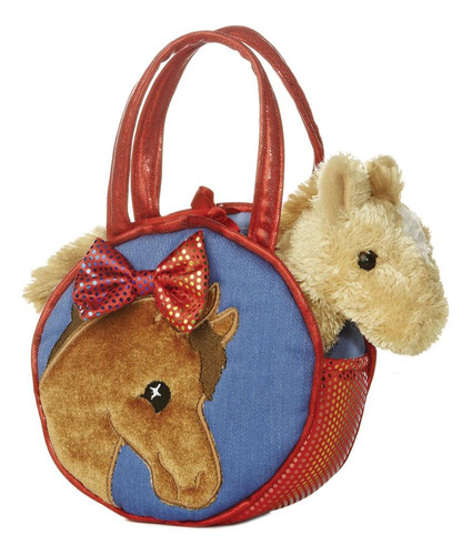 Aurora Fancy Pals Transportín Para Mascotas Pretty Pony 17cm Color Pony Beige/Bolsa Azul