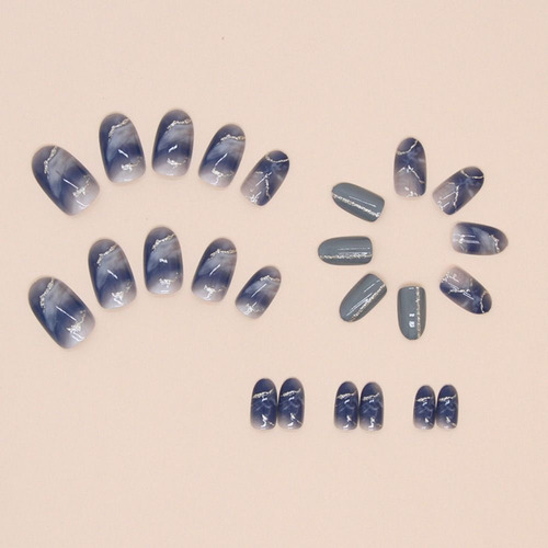 24 Peças De Unhas Postiças, Estilete, Unhas Falsas, Preta, R