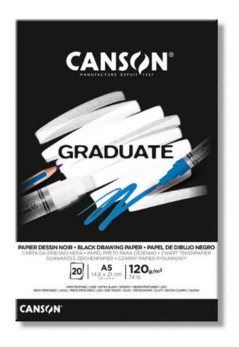 Bloco Graduate Dessin Noir A5 120g Canson