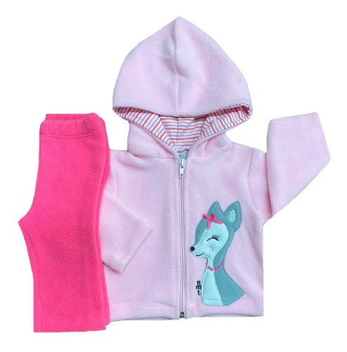 Conjunto De Polar Campera Bordada Y Pantalón Bambi Nmt 1460