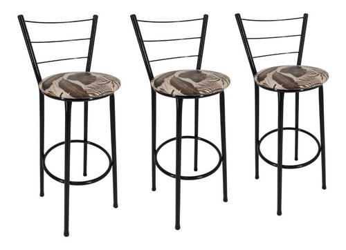 Imagem 1 de 6 de Kit 3 Banquetas Média 60cm Cozinha Balcão Bar Assento Floral
