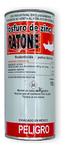 Veneno Ratas, Ratones, Raticida Fosfuro Zinc Metilico 100gr.