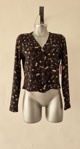 Sueter Cardigan Acanalado Floral Mujer Talla M - L / 34-36