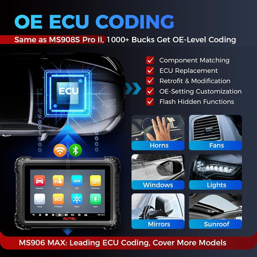 Scanner Automotriz Autel Ms906max Programacion Ecu +40 Servi