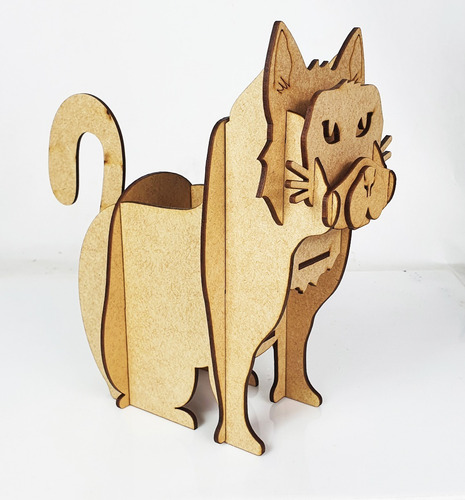 Imagem 2 de 7 de Gato Porta Treco E Controle Médio Mdf Gatinho Pet