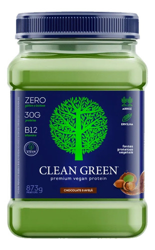 Proteína Vegana Clean Green 873g - Cellgenix Sabor Chocolate E Avelã