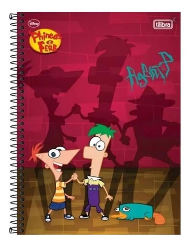 Tilibra Phineas e Ferb Disney Phineas Ferb 200 folhas listradas 10 assuntos unidade x 1 28cm x 21cm