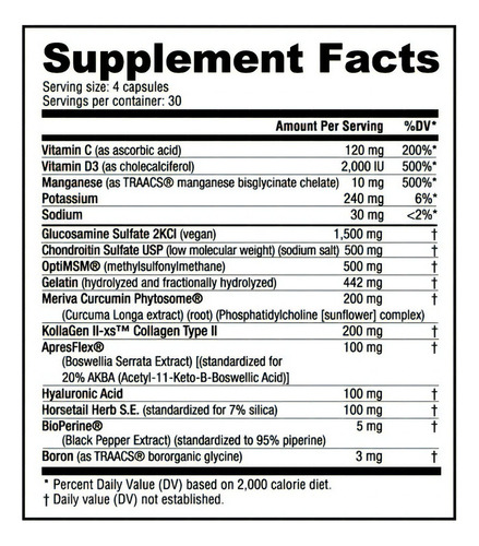 Glucosamina Condroitina Msm Colágeno Ácido Hialuronico Sabor 120 Cápsulas