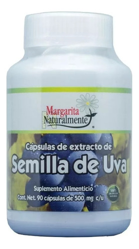 Imagen 1 de 1 de Semilla De Uva Organica 90 Caps  Margarita Naturalmente Sabor Natural